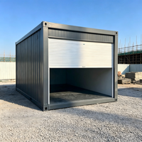 Garage préfabriqué en conteneur de 20 pieds, abri de stockage modulaire détachable avec porte enroulable, atelier portable pour voitures et équipements