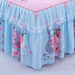 Parure de <span class=keywords><strong>lit</strong></span> 3 pièces de luxe moderne en polyester tissé 100% avec imprimé floral, jupe de <span class=keywords><strong>lit</strong></span> en dentelle, taie d'oreiller et housse de couette - Product Image 5
