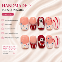 ODM OEM Faux Ongles Courts Carrés à Presser, Motif Fantôme 3D Mignon Halloween, Peints à la Main avec Strass, Faits Main Personnalisés, Vente en Gros