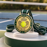 Médaille de sport de tennis personnalisée plaquée or, en métal émaillé, avec ruban, pour champion de tournoi, souvenir, prix