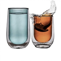Tasse à café en verre à double paroi de haute qualité, design européen fait main, 201-300 ml, résistante à la chaleur, compatible micro-ondes
