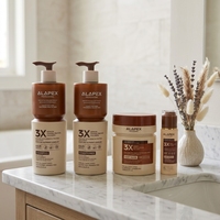 Ensemble de soins capillaires Alapex 3X Keratin Collagen Clarify Scalp Repair Strengthen Protect pour cheveux secs, abîmés et crépus, étiquette privée OEM ODM