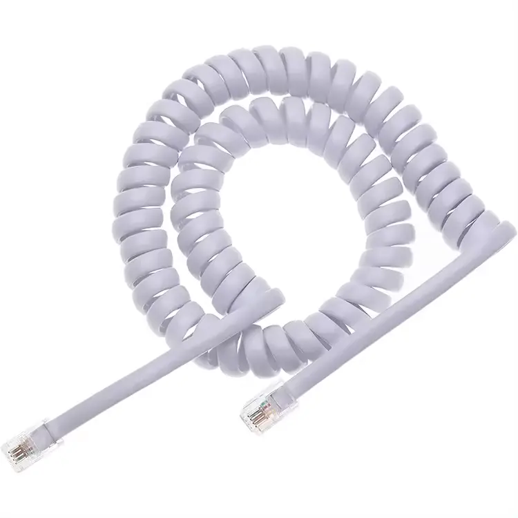 Coiled telephone cable rj11 modular telephone cable 3m rj9 4P4C connector telephone phone coil spring wire curled cable