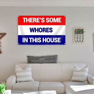 Bandera de poliéster 100D de 3x5 pies con ojales de latón de colores brillantes, diseño 'There's Some Whores in This House', para decoración exterior - Product Image 4