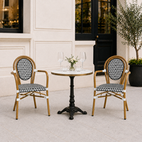 Fauteuil de bistrot français d'extérieur, structure en aluminium, chaise en rotin PE pour café et jardin