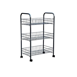 주방 보관 트롤리 3 단 금속 주방 채소 저장 선반 바퀴 - Product Image 1