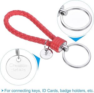 Braided Leather PU Leather Strap Braided Keychain Woven Rope Zinc Alloy Fob Hanging Ornament for Hang Car <b>Keys</b> Men or Women - Product Image 3