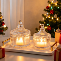 Vente directe usine – Pot en verre transparent à rayures verticales de 75 ml, 250 ml, 500 ml, vide, pour bougies, cadeaux de fêtes et rangement de bonbons