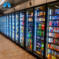 Chambre froide et congélateur combinés pour supermarché, alimentés par moteur Copeland, avec portes vitrées, pour le marché américain