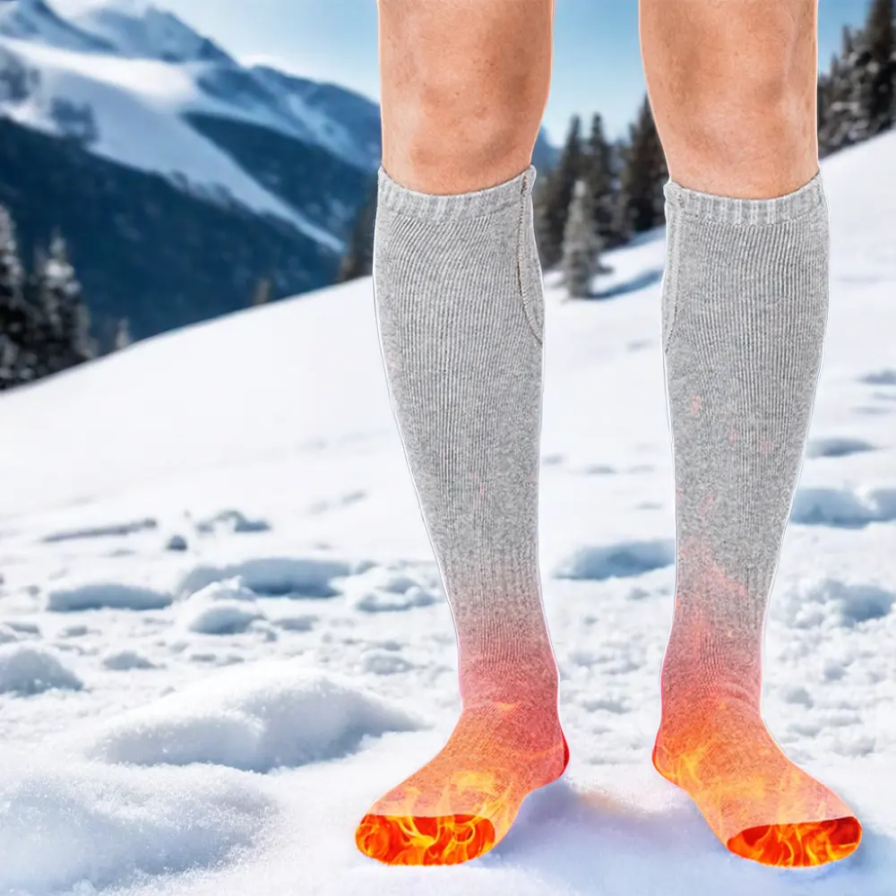 Kaus kaki pemanas baterai Li ion pintar 7.4V, penghangat kaki elektrik dapat diisi ulang untuk Ski berburu sepeda ikan