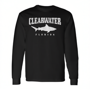 Camiseta de manga larga Clearwater Florida Shark con diseño vintage - Product Image 2