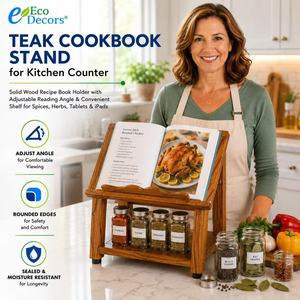 EcoDecors Wooden Double Layer <b>Shelf</b> 7 Lbs Lightweight Kitchen Storage <b>Rack</b> For Seasoning And Recipe Books - Product Image 3