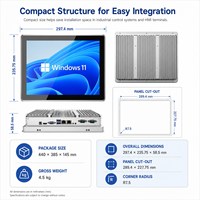 Panel PC Industrial IP65 de 12.1 Pulgadas, Computadora Táctil de Aluminio sin Ventilador con HD-MI, VGA, 2 LAN, 4GB de RAM, 128GB SSD para Automatización