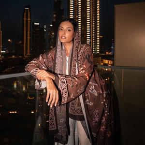 <span class=keywords><strong>M</strong></span>-168 Bescheiden Getailleerde Cardigan Robe Nieuwe XXL Open Abaya Hoofddoek Tweedelige Zomer Abaya Jas Set voor het Midden-Oosten Dubai - Product Image 4