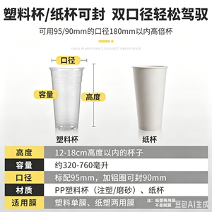 Machine à sceller les gobelets en plastique pour bubble tea, manuelle, WY-802D/WY-802D-12 - Product Image 2