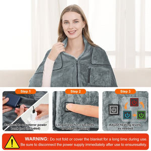 Manta Eléctrica Inalámbrica USB con 3 Niveles <span class=keywords><strong>de</strong></span> Calor, Lavable, Chal <span class=keywords><strong>de</strong></span> Invierno, Manta Térmica Portátil - Product Image 5