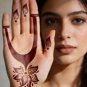 Plantilla de henna para toda la palma de la mano, diseño floral, adhesivo para pintar a mano, estilo étnico, plantilla de tatuaje temporal ecológica - Product Image 1