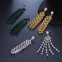 2024 mode femmes accessoires long gland CZ zircon boucles d'oreilles S925 broches fête longue boucle d'oreille élégant bijoux boucles d'oreilles