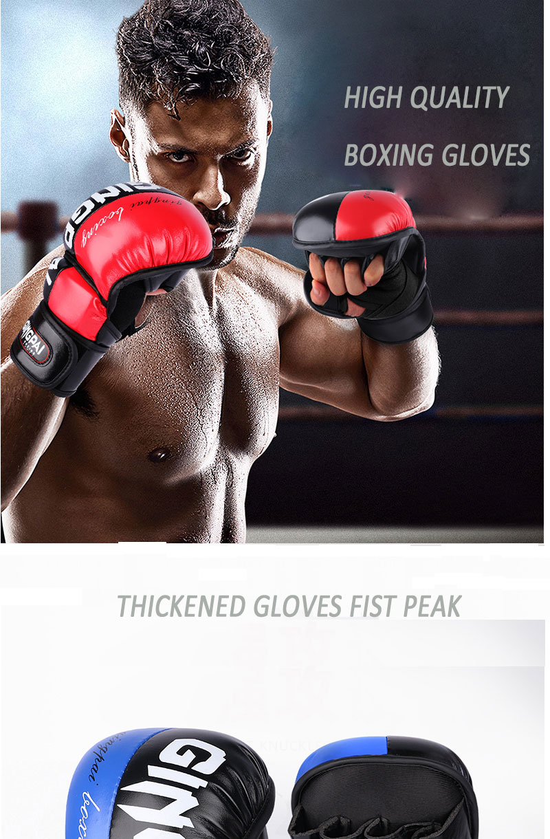 MMA Black ferocious fighting half-finger gloves Iron man muay thai boxing pads boxing gloves men mma fight sanda gloves