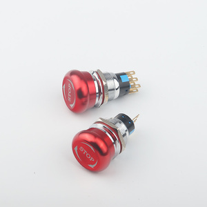 Bouton poussoir d'urgence en métal SPST de 22 mm, forme champignon, marche/arrêt - Product Image 2