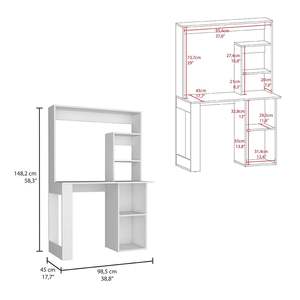 DB Modern Style Ryndon Hutch Escritorio de madera con acabado blanco - Product Image 3