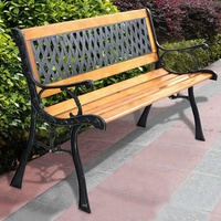 49 1/2 "Patio Parc Banc De Jardin Porche En Acier Chaise Terrasse Extérieure En Fonte Président De Feuillus