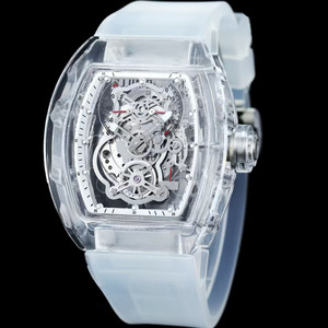 <b>Top</b> luxury and trendy transparent collection tourbillon power reserve rubber strap sapphire <b>crystal</b> men's mechanical watch - Product Image 3