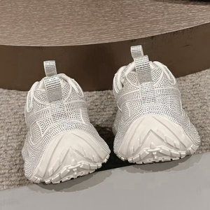 Nouvelles baskets compensées blanches premium 2026 avec strass, plateforme scintillante, style décontracté, chaussures de papa à paillettes - Product Image 3