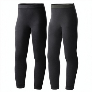 Leggings thermiques noirs unisexes, respirants, sans couture, taille élastique, pantalons de ski pour adultes - Product Image 2