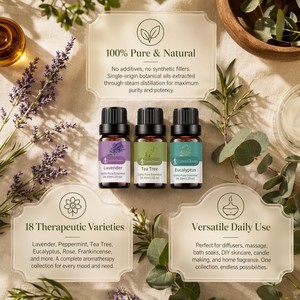 Ensemble d'huiles essentielles 100% pures et naturelles, marque privée OEM, aromathérapie, lavande, menthe poivrée, arbre à thé, diffuseur, massage, spa bio - Product Image 2