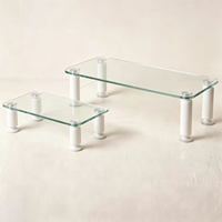 Étagères de rangement en verre personnalisables et ajustables, meuble TV moderne en verre avec éclairage LED