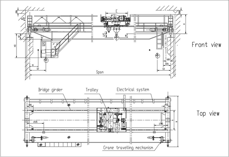 Hot sale 25 / 10 ton QD model euro-style 20 ton 16  double girder beam overhead bridge crane in workshop for material handling p