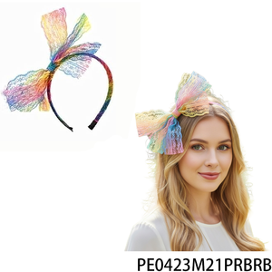 PESENAR 80s Retro Arco Iris Lazo Diadema Vibrante <span class=keywords><strong>Vintage</strong></span> <span class=keywords><strong>Mujer</strong></span> Poliéster Accesorio para el cabello Orgullo Nostalgia Colorido Temático - Product Image 1
