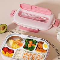 Kotak makan siang gaya kartun anak-anak desain baru 2024 kelinci lucu 304 kotak makan siang baja tahan karat Bento untuk anak-anak kelas makanan bebas BPA