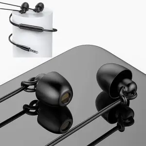 Headphone Berkabel Earphone Komputer Earbud In-Ear dengan Mikrofon Earphone Tidur