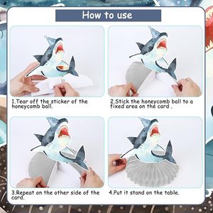 Décorations de <span class=keywords><strong>table</strong></span> d'<span class=keywords><strong>anniversaire</strong></span> sur le thème du requin, centres de <span class=keywords><strong>table</strong></span> en nid d'abeille requin, thème océ<span class=keywords><strong>an</strong></span> sous-marin, décorations de baby shower requin - Product Image 5