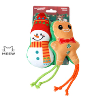 Jouets en peluche à la catnip de la série de Noël, jouet pour chat en plumes Père Noël Bonhomme de neige Bonhomme en pain d'épices, jouet de vacances pour animaux de compagnie pour chats à jouer seuls