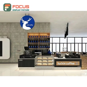 Exhibidor de Productos de Café Integrado con Acabado de Madera Laminada para Área de Recogida de Clientes, Exhibidor de Productos para Cafetería - Product Image 2