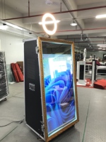 Cabina de Fotos Portátil Retro para Bodas, Espejo Interactivo, Cabina de Fotos Selfie, Marco LED Mágico, Kiosco con Software de IA