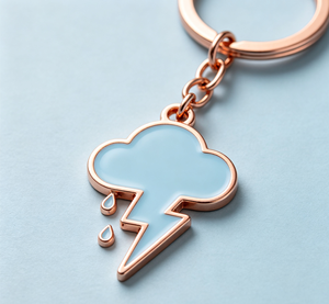 Llavero de Metal con Forma Irregular de Nube y Rayo, en Aleación de Zinc Color Oro Rosa - Product Image 4
