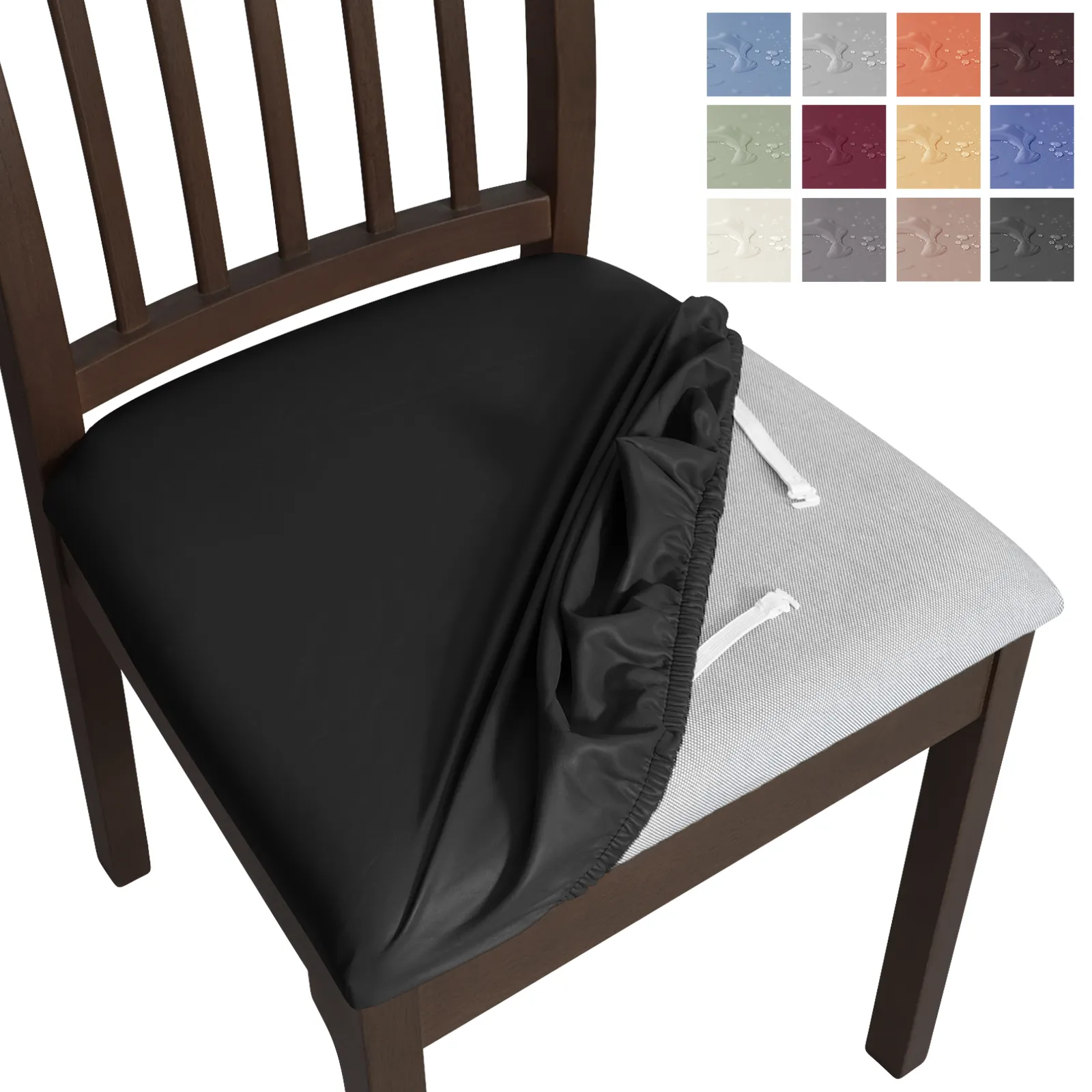 Forcheer Waterproof Seat Covers for Dining Room Chair Covers Removable Washable PU Leather Kitchen Dining Chair Seat Slipcovers