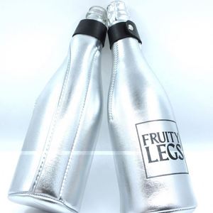 RYO Custom Logo Reusable Neoprene Insulated Wine Cooler Bag 750ml Zipper Closure Metallic Design Drink Cup Sleeve <b>Bottle</b> Stylish - Product Image 5