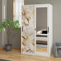 Armoire en acier blanc avec miroir pleine longueur pour chambre à coucher, dressing, mobilier de maison