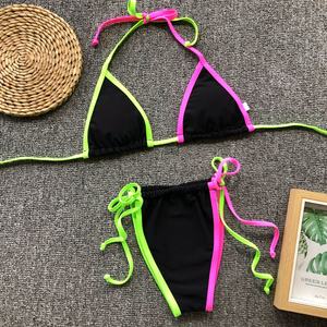 Oferta Especial: Conjunto de Bikini de 2 Piezas para Mujer con Estampado Floral Brillante, Diseño Personalizado, Sujetador Push-up con Cordones y Logotipo Frontal, y Volantes, Ropa de Playa - Product Image 6