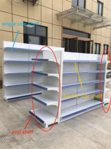 מדפי תצוגה כבדים מפלדה לחנות מכולת/סופרמרקט, מדפים אחוריים חזקים בעלי צד אחד בלבד - Product Image 5