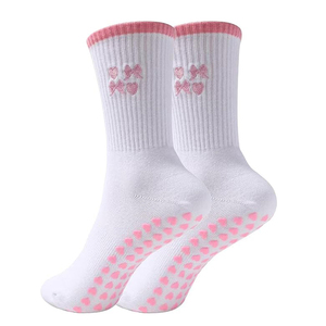 Logotipo personalizado Grip Pilates <span class=keywords><strong>Calcetines</strong></span> antideslizantes Yoga <span class=keywords><strong>calcetines</strong></span> Crew mujeres Yoga <span class=keywords><strong>Calcetines</strong></span> con diseño bordado patrón - Product Image 2