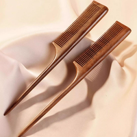 Peigne à queue pointue en bois vintage de haute qualité avec long manche, peigne à teindre, brosse à cheveux en bois, bois de santal naturel doré