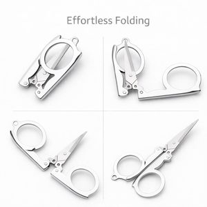 Ciseaux de poche pliables multifonction NOVISON 10,3 cm en acier inoxydable argenté – Petits, portables, pour la pêche, vente en gros - Product Image 2