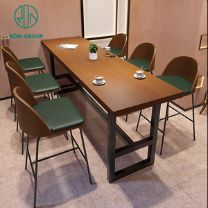Gran oferta, mesa redonda de madera para <span class=keywords><strong>comida</strong></span> rápida personalizada, silla de cuero para café, cabina verde, banco, asientos, restaurante, juegos de muebles comerciales - Product Image 5