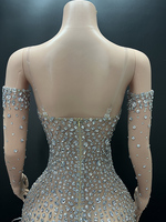 Nouvelle Collection : Robes de Soirée Tendance pour Femme, Longues, Coupe Évasée, Élégantes, avec Gants, Plumes et Strass, Idéales pour Anniversaire